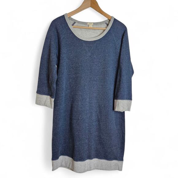J.Crew Dresses & Skirts - J. Crew Womens 3/4 Sleeve Fleece Cozy Casual Sweatshirt Shift Dress Size L